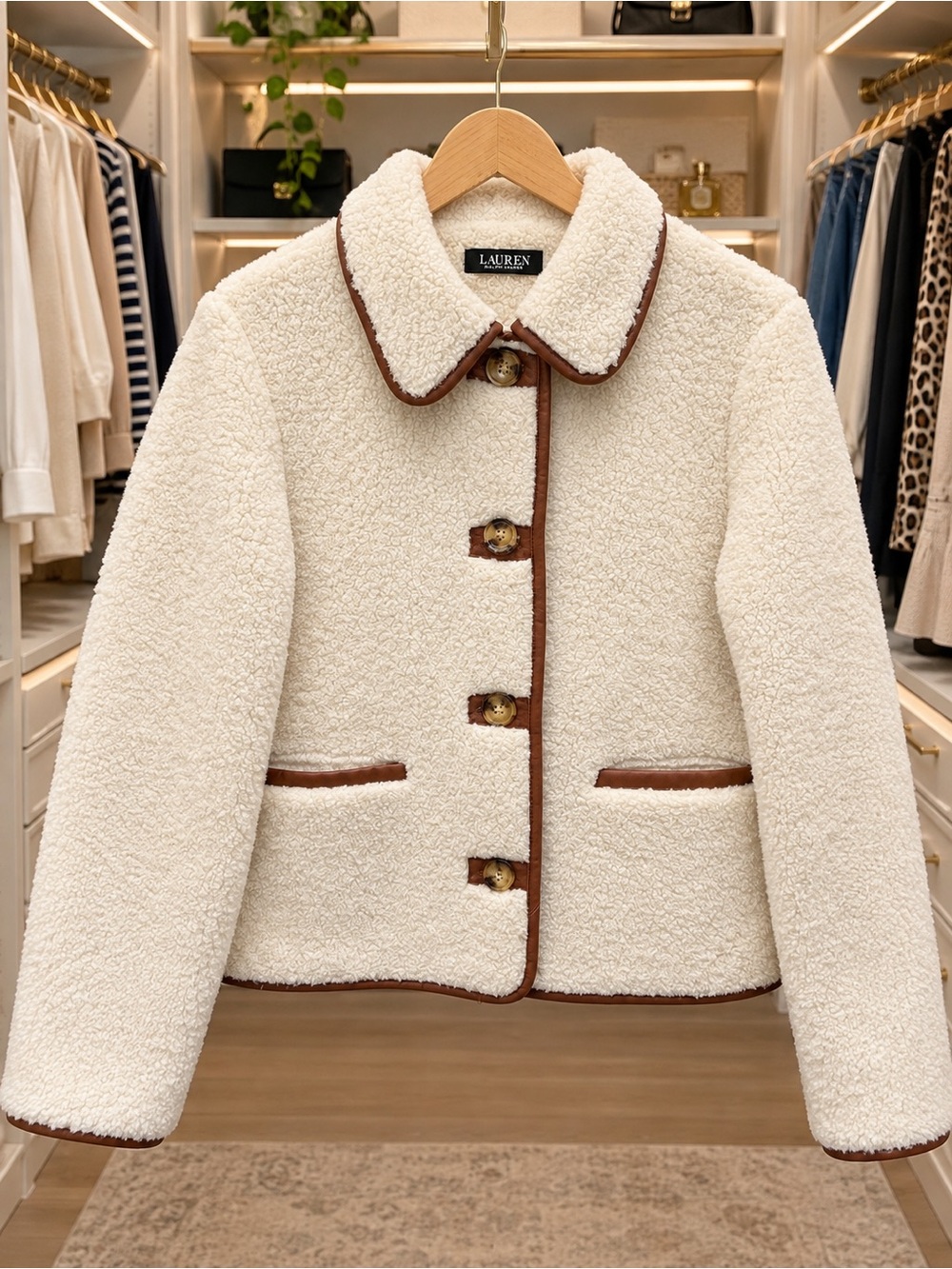Lauren Ralph Lauren Cream Teddy / Sherpa Jacket – Size Medium – NWT